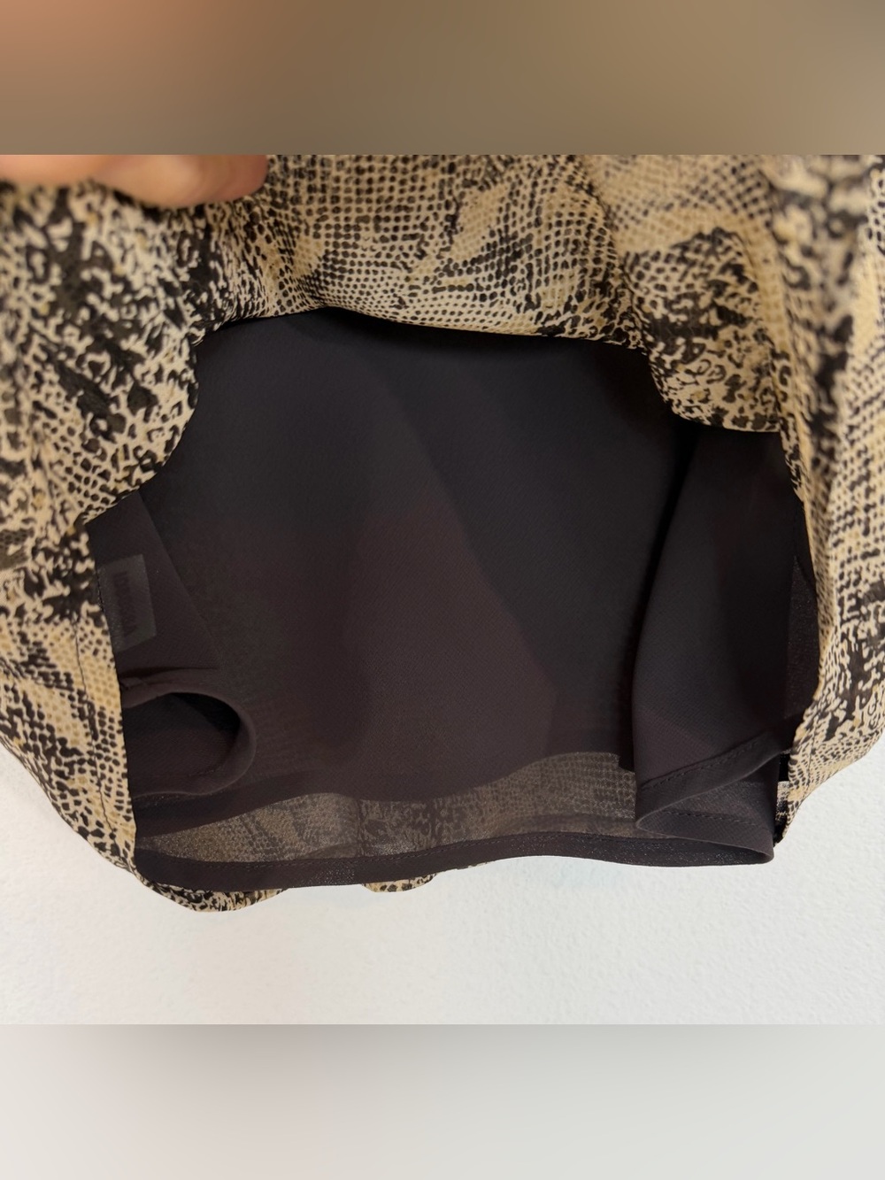 Vintage Ann Taylor Silk Two Piece Skirt Set Brown Snakeskin Cami Midi Size 2/4 - Picture 5 of 16